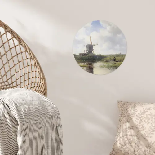 Molen - Willem Roelofs - Oude meesters - Kunst Wandcirkel behangsticker klein -sfeer4