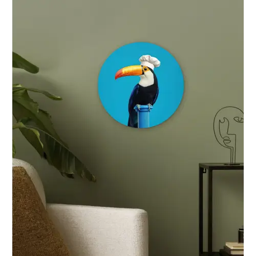 Tucan - Sokkel - Vogel - Koksmuts Wandcirkel kunststof plaat 5mm dik klein -sfeer3