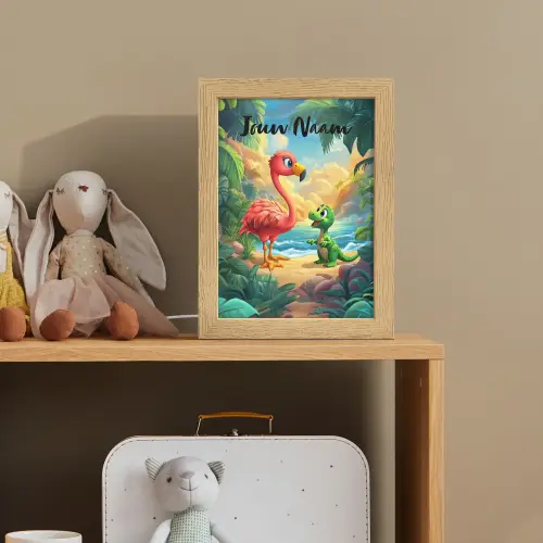 Flamingo - Dinosaurus - Strand - Kleurrijk Light Box met kabel (Kinderlampje) klein -sfeer2_kind