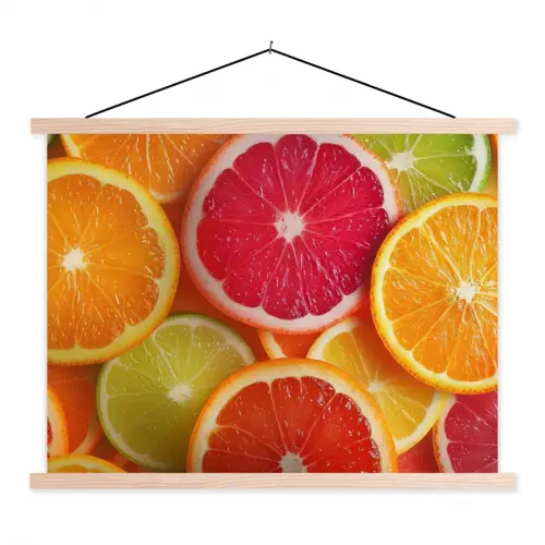 Fruit - Kleurrijk - Close up textielposter latten blank klein -3d