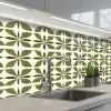 Botanisch - Retro - Groen keuken achterwand 2 middel 871 -3d_schuin