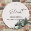 Lichtroze met palmblad - Sierlijk Naambord Rond klein -sfeer2