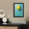 Ballon - Geel - Smiley fotolijst zwart zonder passe partout klein -sfeer1