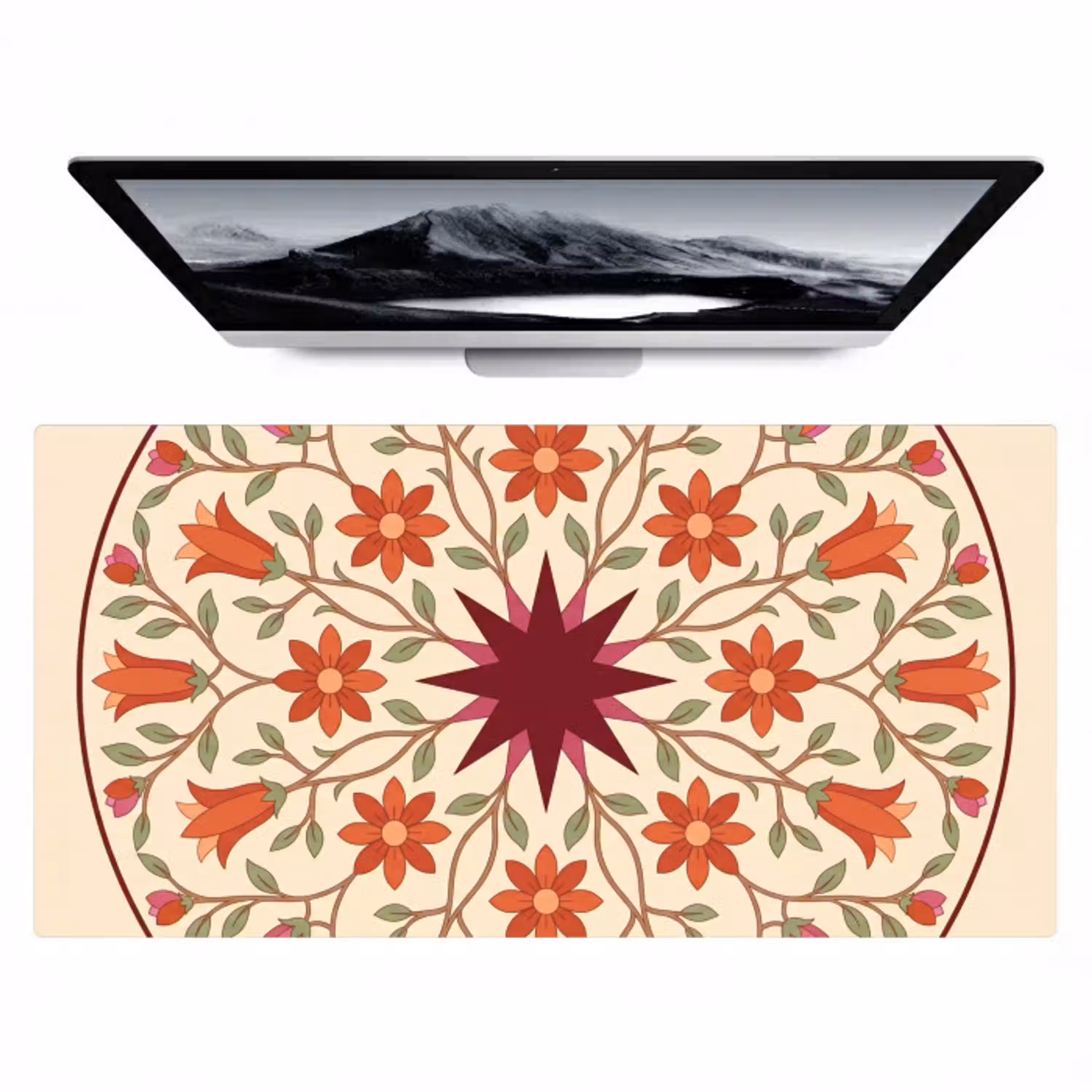 Bloemen - Mandala - Decoratief - Rood Muismat XXL klein -zzz3d