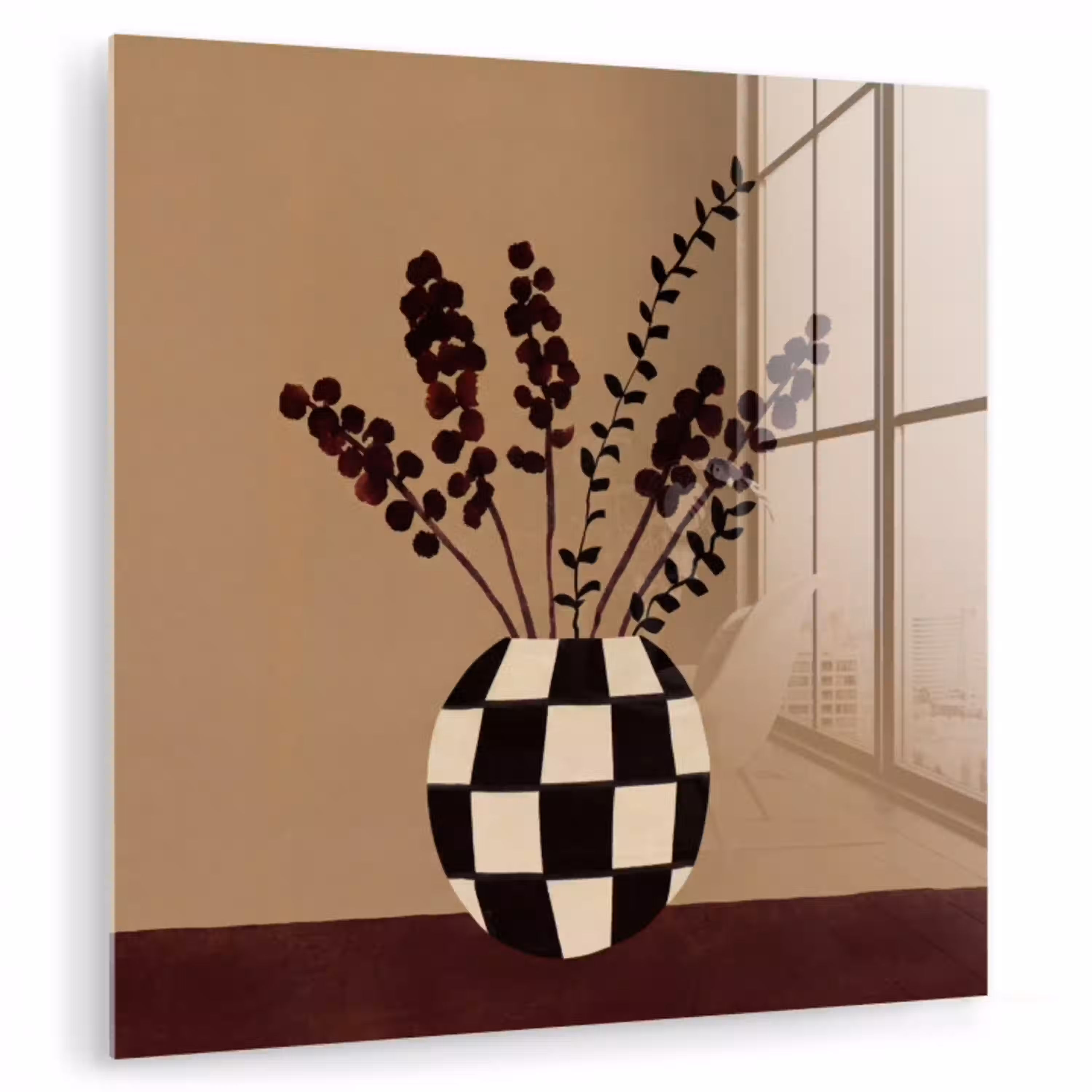 Minimalistisch - Vaas - Bloemen - Bruin plexiglas 5mm klein -zzzproduct_nieuw