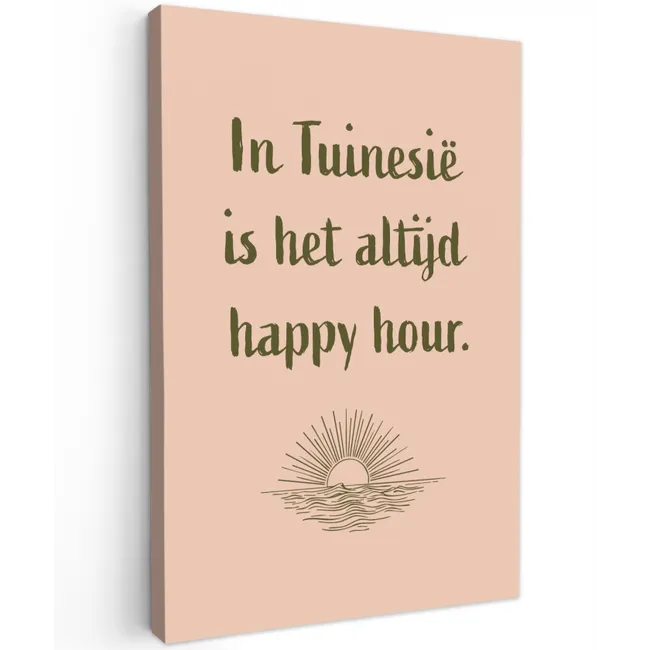 Tuin - Roze - Quote - Zon Tuinposter op houten frame 2 cm dik klein -3d