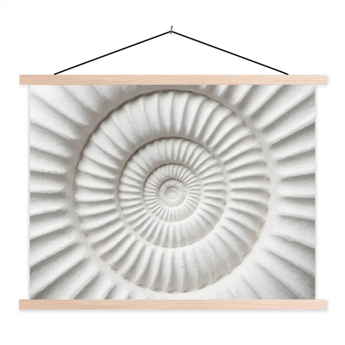 Schelp - Spiraal - Wit textielposter latten blank klein -3d