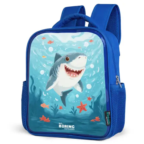 Haai - Water - Zee Kinderrugzak - Blauw middel -schuin