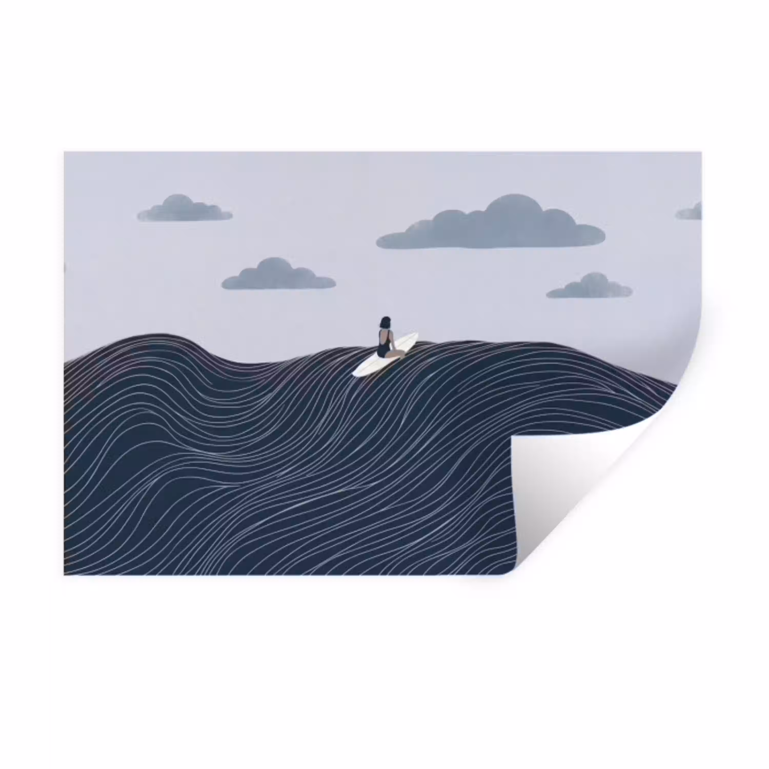 Persoon - Surfen - Oceaan - Natuur - Modern Muursticker klein -3d