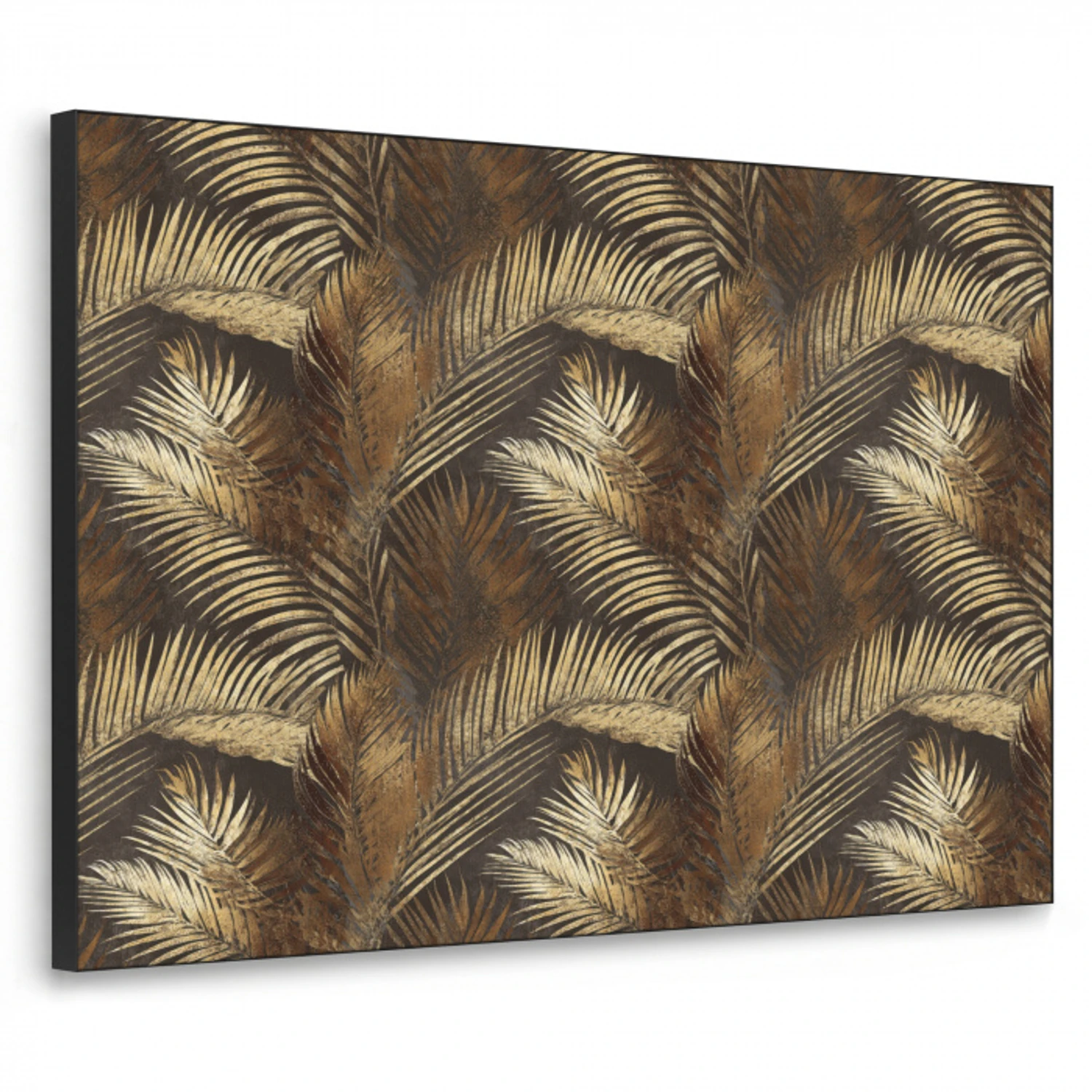 Tropisch - Bladeren - Goud Textielframe zwart klein 947 -3d