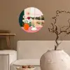 Bloemen - Koffie - Raam Wandcirkel behangsticker klein -sfeer1