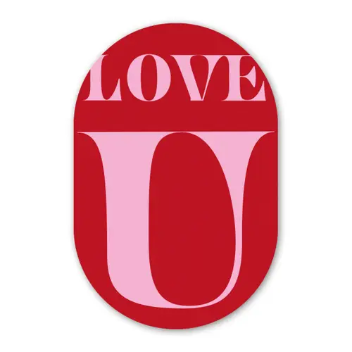 Rood - Love - Valentijn - Roze Wandcirkel Ovaal Glas middel -3d