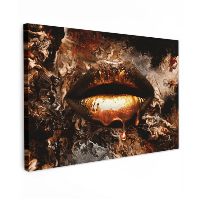 Goud - Lippen - Kunst canvas 2cm klein -z3d