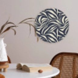 Bladvormen - Blauw - Patroon - Wit Akoestische PET Vilt - Rond klein 838 -sfeer3