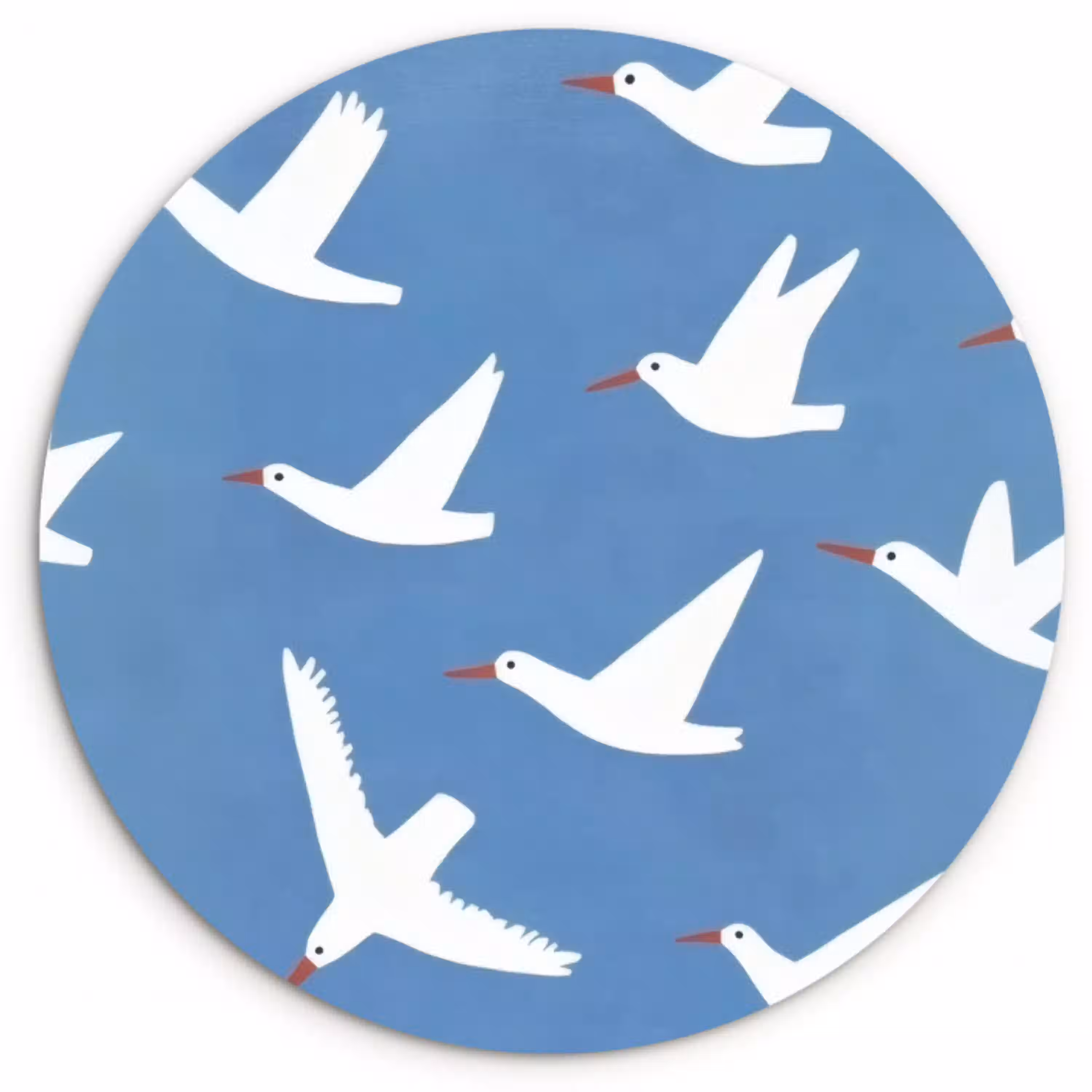 Vogels - Wit - Patroon Wandcirkel kunststof plaat 5mm dik klein -3d