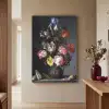 Bloemen in een vaas met schelpen en insecten - Balthasar van der Ast Textielframe zilver middel -sfeer2