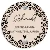 Beige luipaardprint - Sierlijk Naambord Rond klein -3d