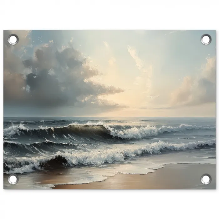 Strand - Zee - Zonsondergang tuinposter los doek klein -3d