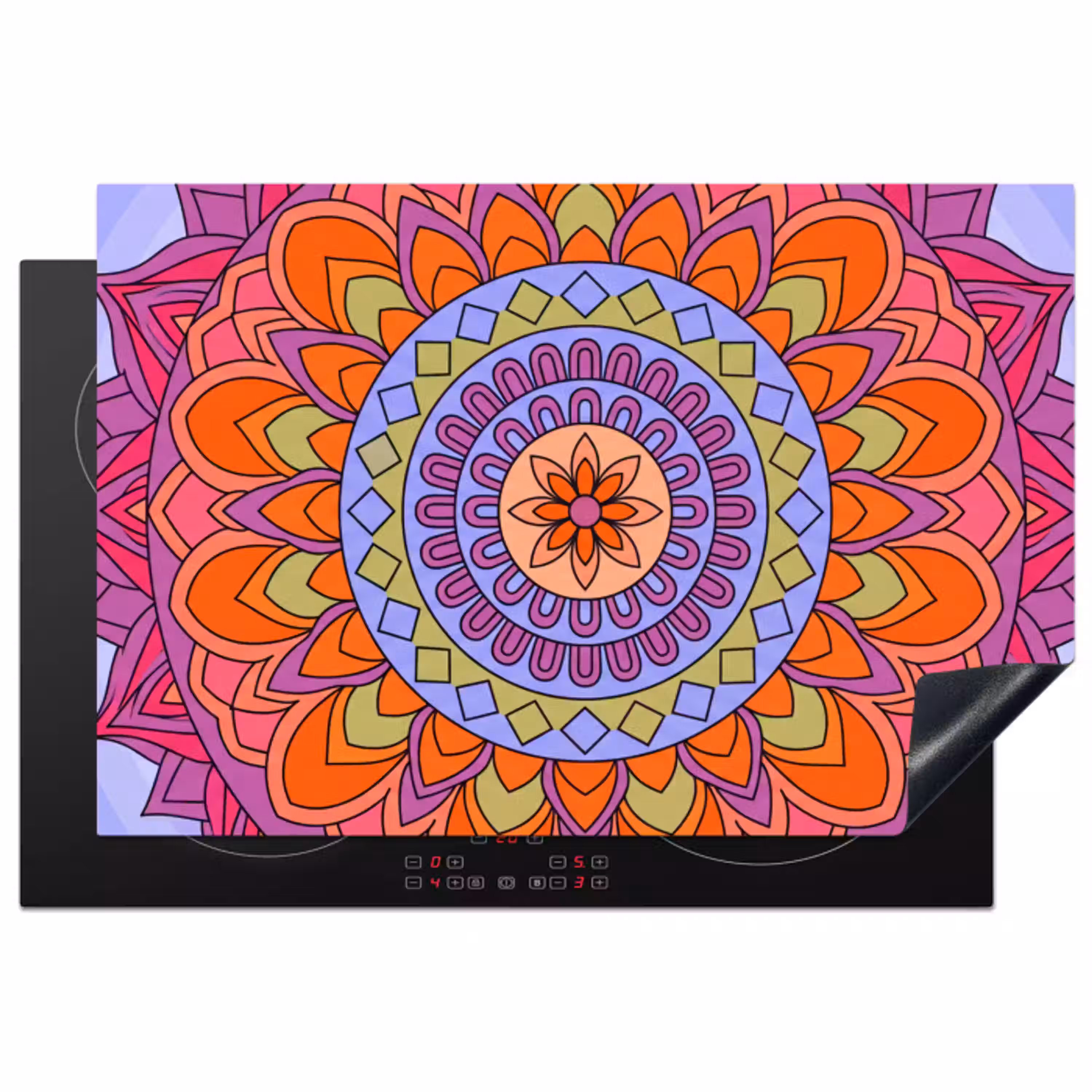 Mandala - Cirkel - Abstract - Kleurrijk - Patroon Inductie beschermer vinyl 3mm klein -3d