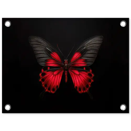 Vlinder - Rood - Contrast tuinposter los doek klein -3d