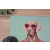 Hond - Overhemd - Bloemen - Bril muismat rubber klein -closeup
