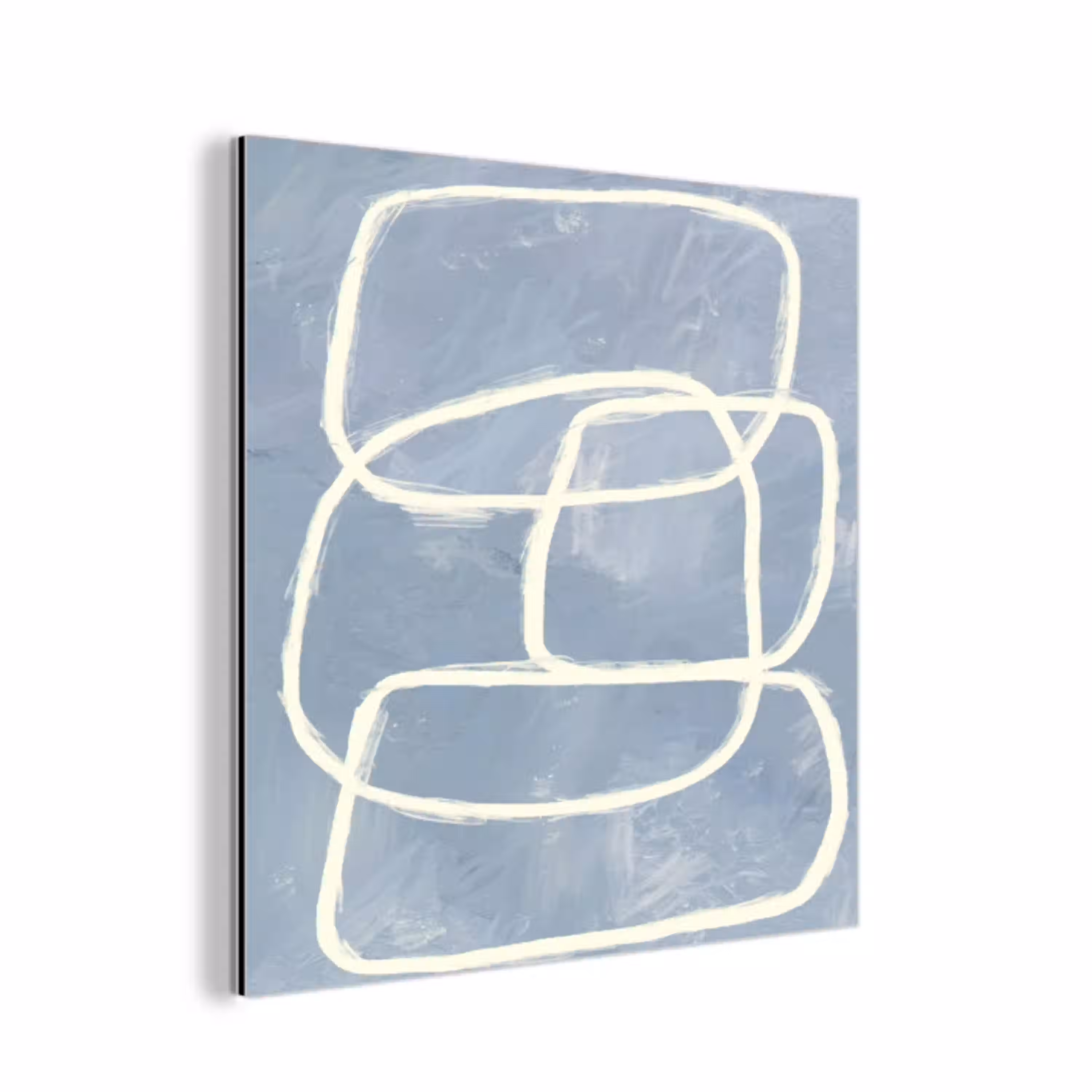 Abstract - Blauw - Kunst aluminium wit klein -3d