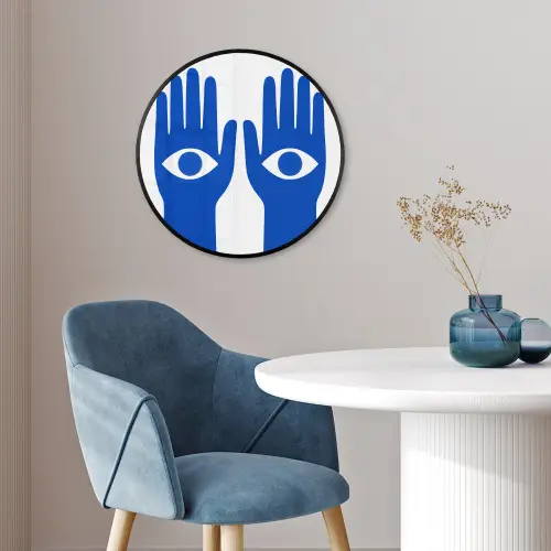 Handen - Twee - Ogen - Blauw Fotolijst rond zonder passe partout klein -sfeer2