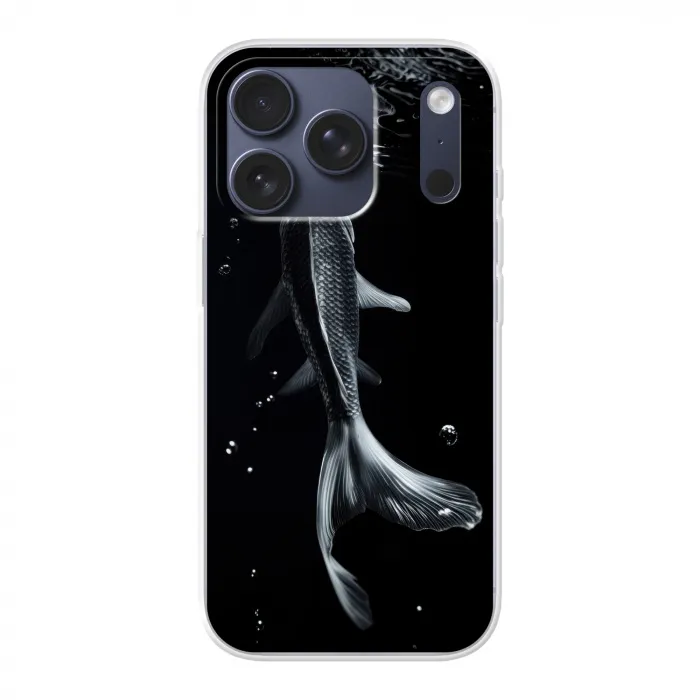 Koi - Vissen - Water - Zwart Telefoonhoesje iPhone 17 Pro klein -3d
