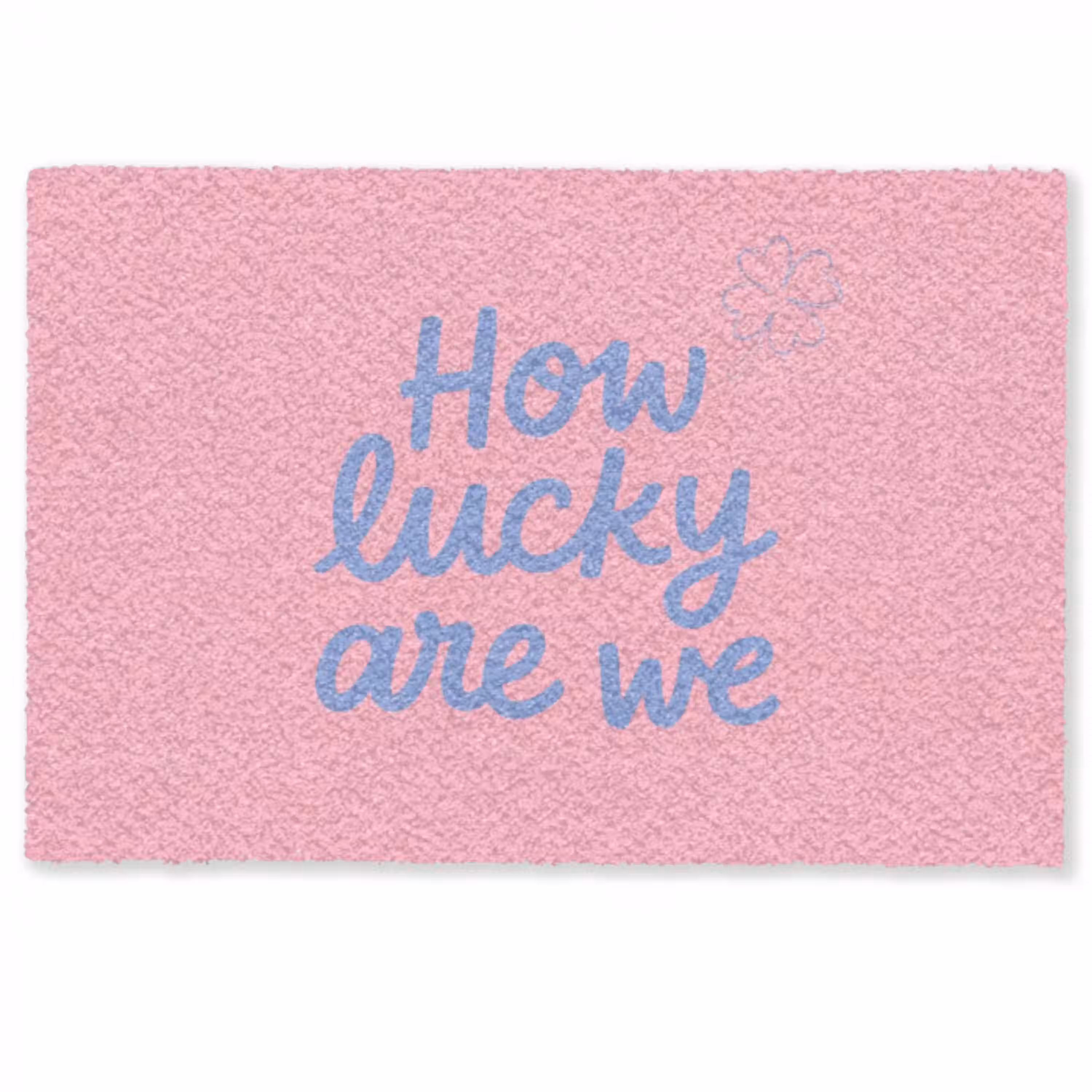 How lucky are we - Klavervier - Roze - Blauw Deurmat klein -zkaufland3d