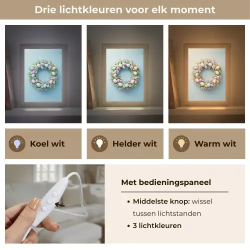 Krans - Eieren - Bloemen Light Box met kabel (Tafellamp) klein -USP_lichtkleurNL