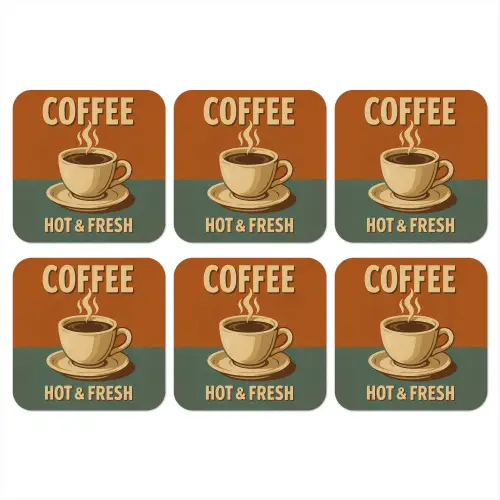 Koffie - Kop - Vintage - Quote onderzetter kurk middel -3d