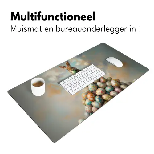 Konijn - Eieren - Kleurrijk Muismat XXL klein -sfeer4