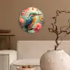 IJsvogel - Bloesem - Natuur - Vogels - Bloemen Wandcirkel kunststof plaat 5mm dik klein -sfeer1