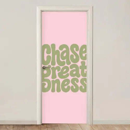 Chase greatness - Groen - Roze - Retro deurposter klein -3d_beige