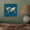 Wereldkaart - Donkerblauw - Beige aluminium wit klein -sfeer2