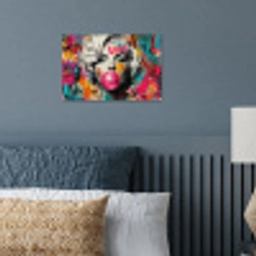 Vrouw - Kauwgom - Graffiti - Neonkleuren poster papier klein -sfeer2