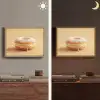 Donut - Romig - Poedersuiker - Beige Light Box met batterij (Wandlamp) middel -sfeer3