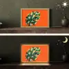 Blad - Oranje - Stippen - Kleurrijk Light Box met kabel (Tafellamp) klein -sfeer3