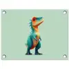 Cartoon - Dino - Oranje - Stekels tuinposter los doek klein -3d