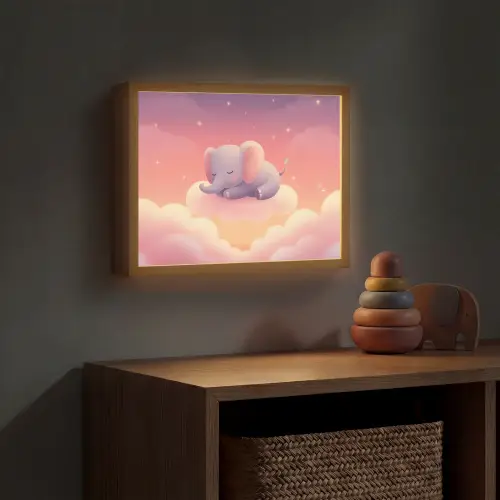 Dier - Roze - Wolken Light Box met batterij (Wandlamp kind) middel -sfeer5_kind
