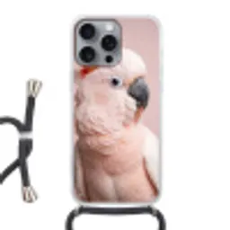 Kaketoe - Portret - Roze Hoesje iPhone 16 Pro Max met koord klein -3d
