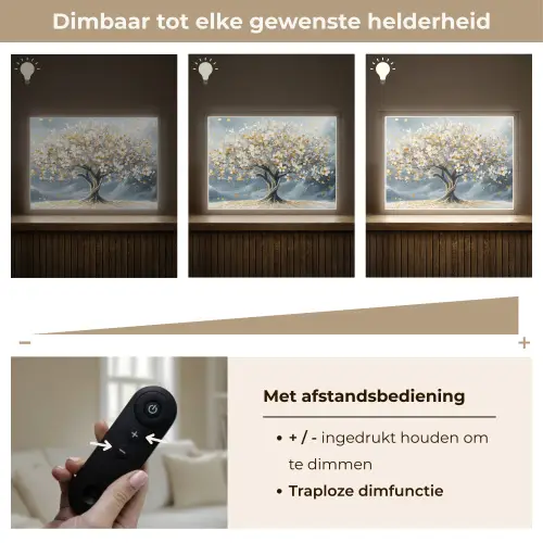 Boom - Winter - Levensboom - Modern - Goud Light Box met batterij (Wandlamp) middel -USP_dimbaarNL