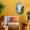 Rechthoeken - Abstract - Blauw Wandcirkel Ovaal Forex klein -sfeer4