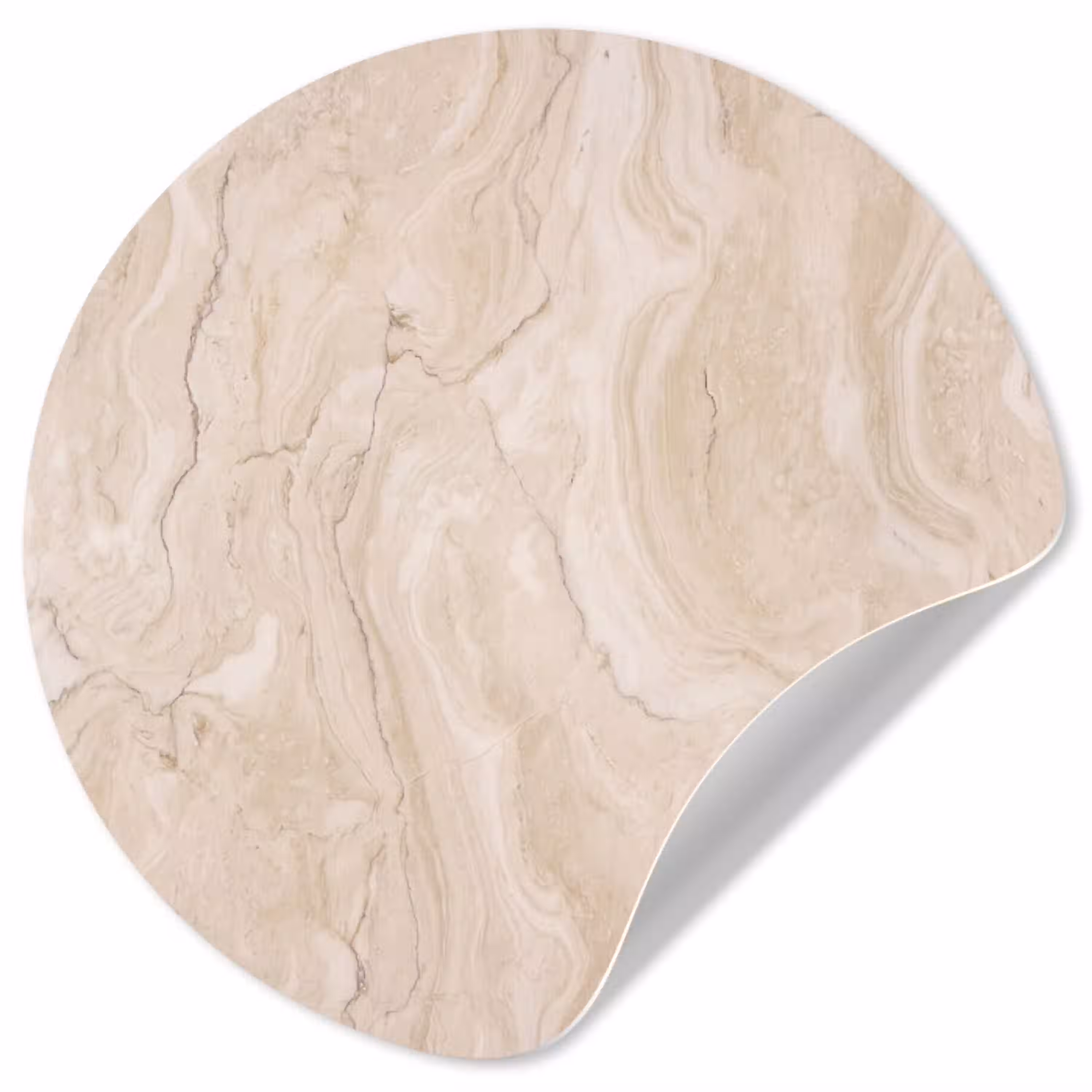 Marmer - Patroon - Beige - Steen - Abstract Wandcirkel behangsticker klein -3d