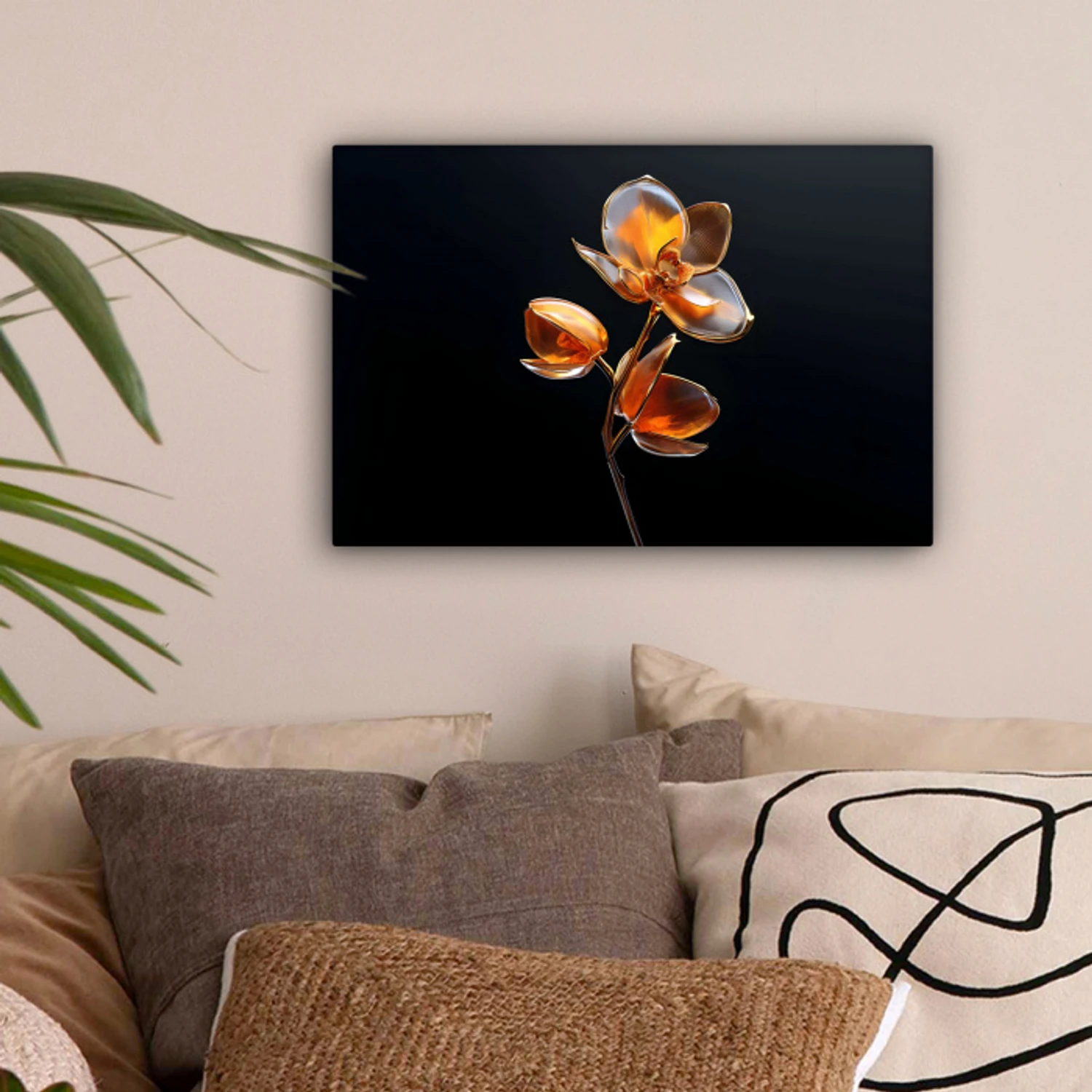 Bloem - Orchidee - Oranje canvas 2cm klein -sfeer1
