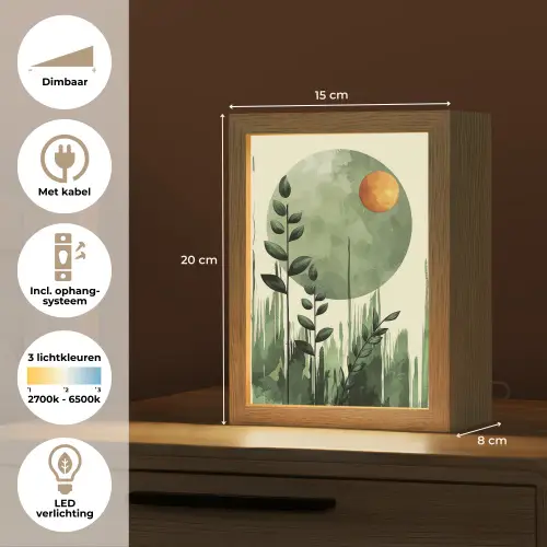 Abstract - Natuur - Kunst - Zon - Modern Light Box met kabel (Tafellamp) klein -USP_NL
