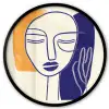 Minimalistisch - Gezicht - Hand - Oranje - Blauw Fotolijst rond zonder passe partout klein -3d