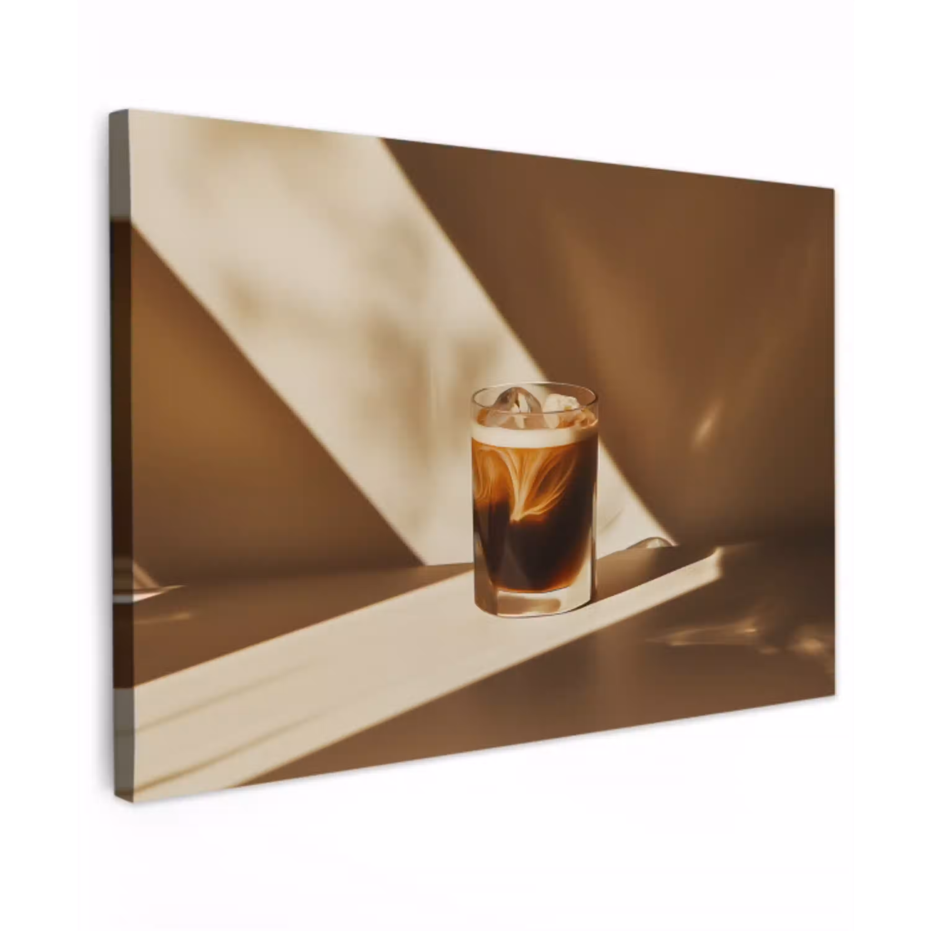 Glas - Ijskoffie - Schaduw - Bruin canvas 2cm klein -z3d