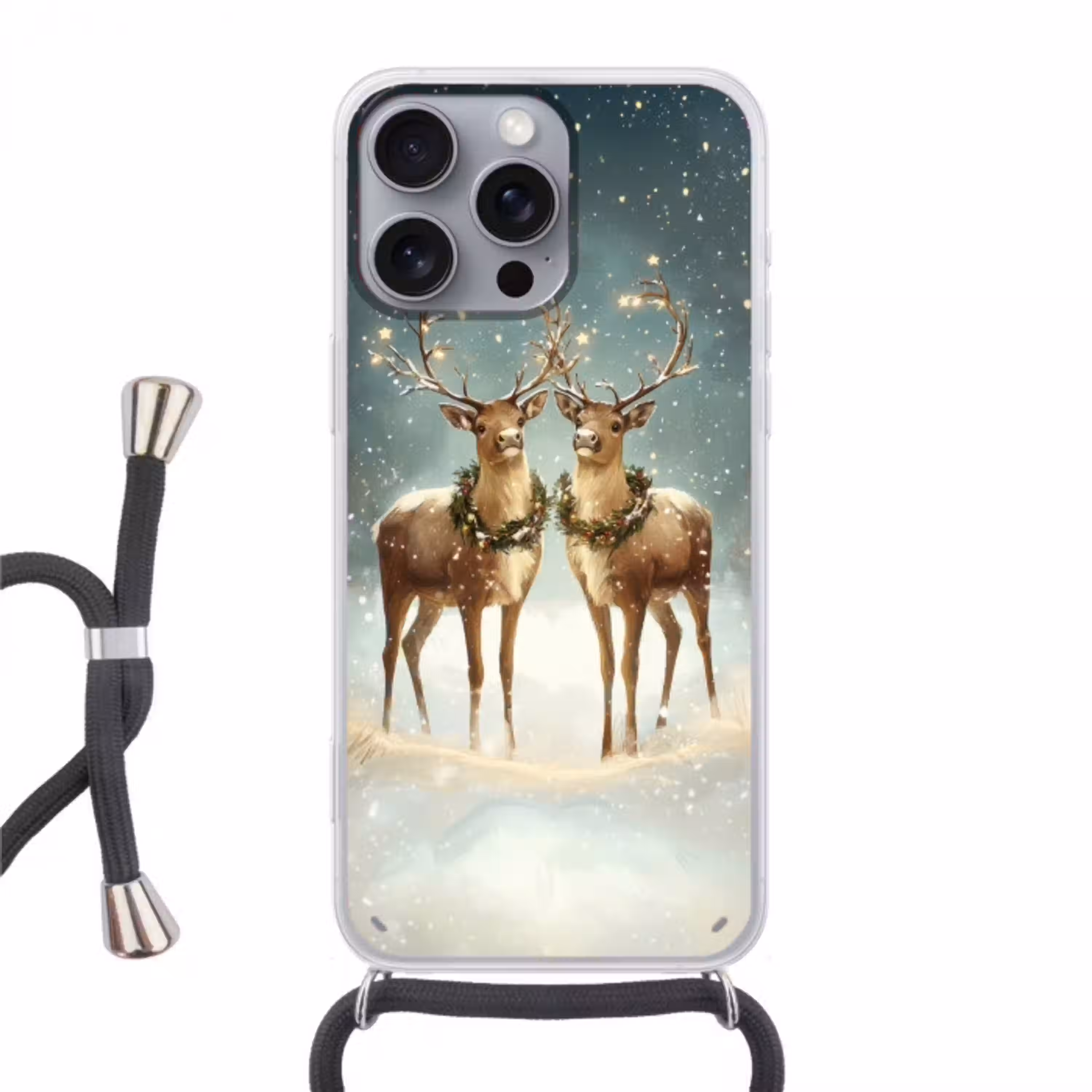 Kerstmagie - Winterwoud - Rendier Hoesje iPhone 16 Pro Max met koord klein -3d