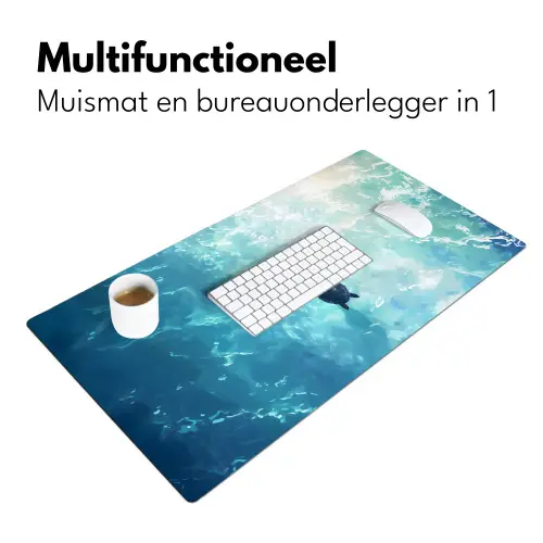 Schildpad - Zee - Blauw - Schittering Muismat XXL klein -sfeer4